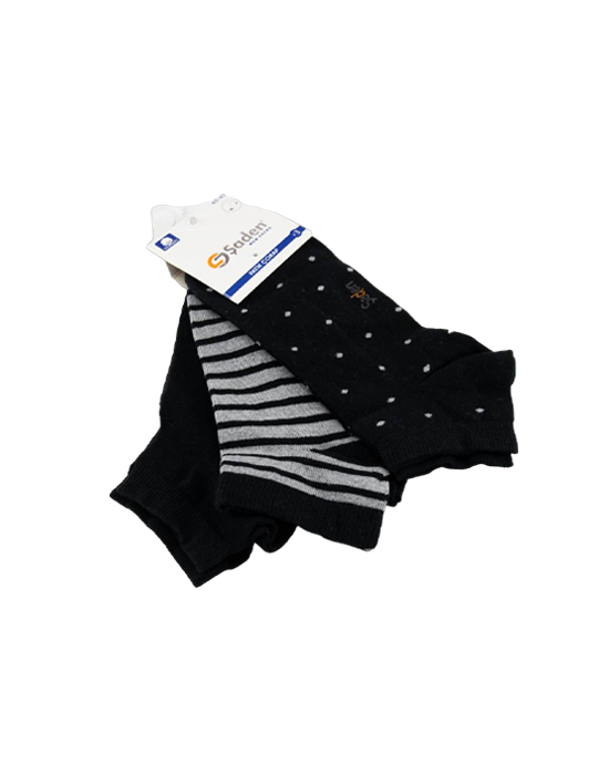 SADEN Black Summer Quarter Socks For Men, Set Of 3 Pieces