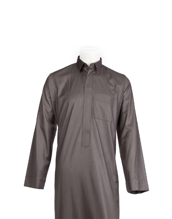 Al Aseel Men's Striped Zipper Zipper Winter Thobe Color 1 V1