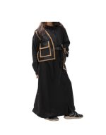 Black Crepe Salona Abaya With Zipper v1