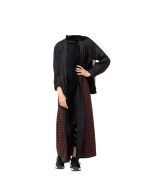Black Linen Abaya With Checkered Fabric v1