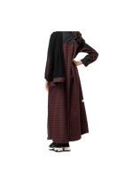 Black Linen Abaya With Checkered Fabric v2