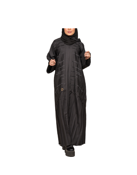Classic Crepe Abaya With Black Embroidery v1