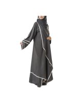 Classic Linen Abaya With White Stripes v1
