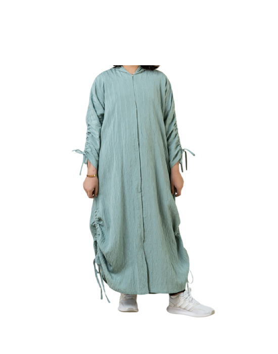 Classic Silk Abaya With Zip And Hood v14