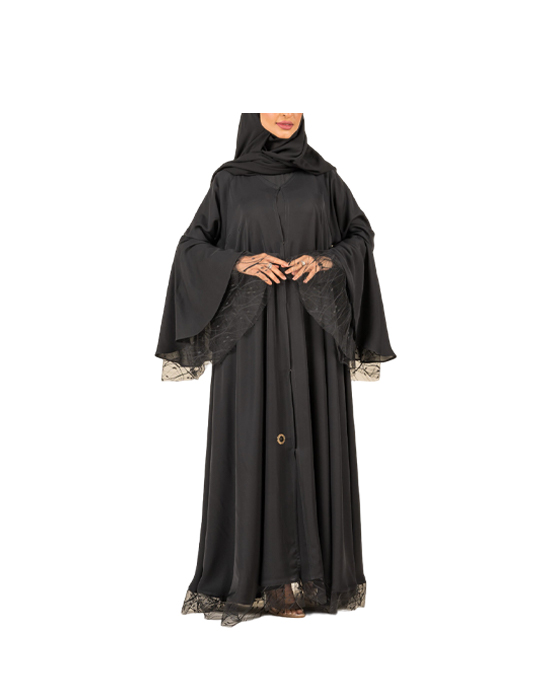 Cloche Abaya With Lace Sleeves v1