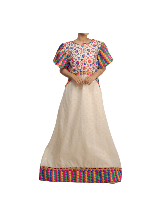 Cotton Jalabiya With Rose Embroidery V1