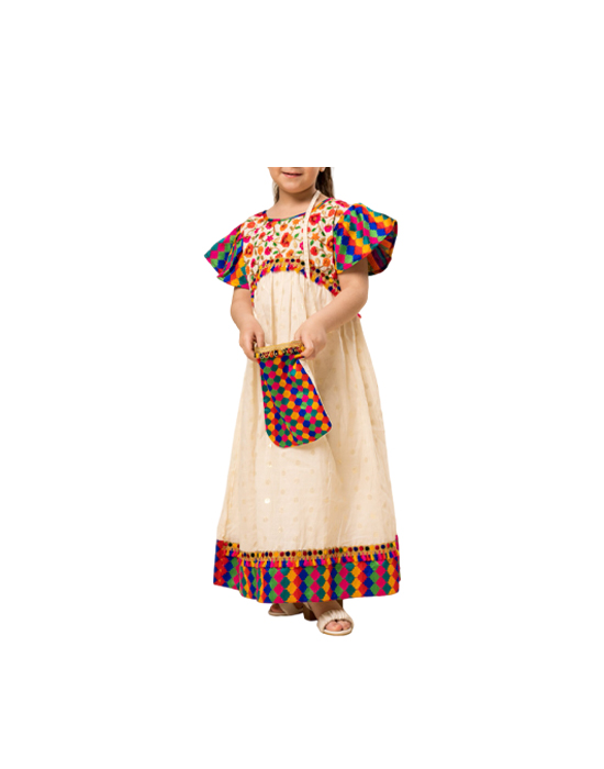 Girls Beige Cotton Galabiya V1