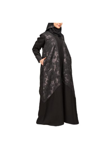 Linen Abaya With A Floral Pattern v1
