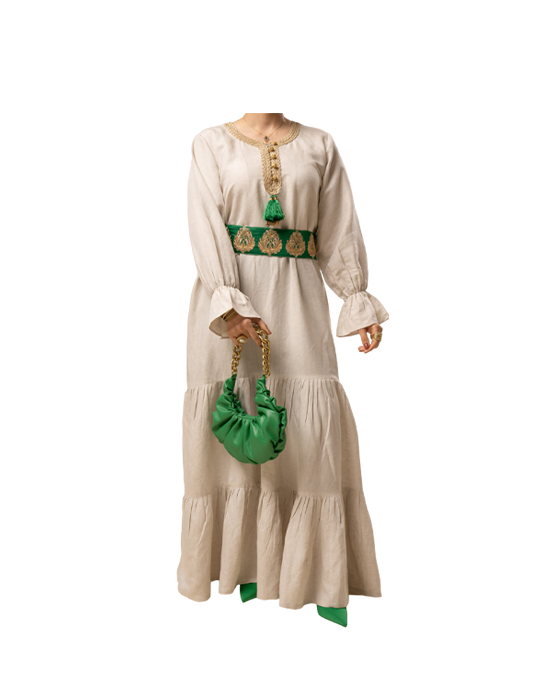 Natural Linen Robe With Belt V1