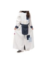 White Linen Abaya With Jeans Cut On The Shoulder v1