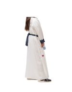 White Linen Abaya With Jeans Cut On The Shoulder v2