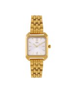 Women's Gold Square Watch With White Dial v1