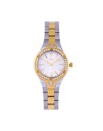 Women's Round Gold And Silver Watch v1