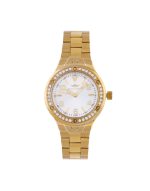 Women's Round Gold Watch With A White Dial v1