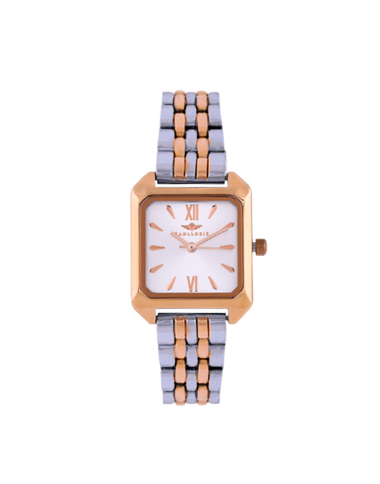 Women's Square Watch With Silver And Rose Gold v1