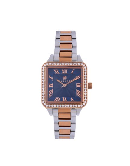 Women's Watch With Studded Bezel And Blue Dial v1