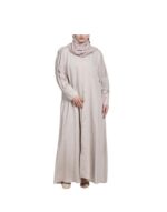 Beige Linen Cloche Abaya With Pleats On The Sleeves v1