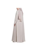 Beige Linen Cloche Abaya With Pleats On The Sleeves v2