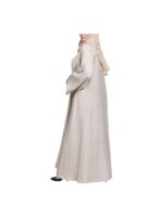 Beige Linen Cloche Abaya With Wide Sleeves v2