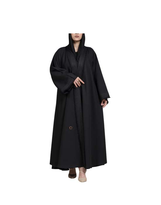 Black Cloche Abaya With Gold Stitching v1