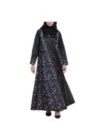 Black Crepe Cloche Abaya With Linen Insert v1