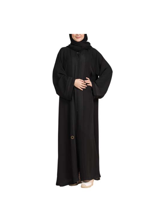 Black Half Cloche Abaya With Braids v1