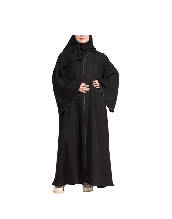 Black Half Cloche Abaya With Bronze Outline v1