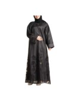 Black Half Cloche Abaya With Taffeta Embroidery And Tulle v1
