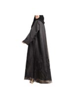Black Half Cloche Abaya With Taffeta Embroidery And Tulle v2