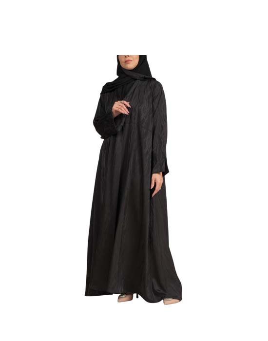 Black Light Jacquard Half Cloche Abaya v1
