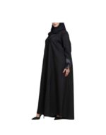 Black Linen Half Cloche Abaya 4544