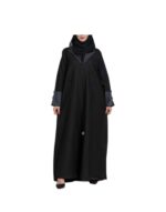 Black Linen Half Cloche Abaya 454577