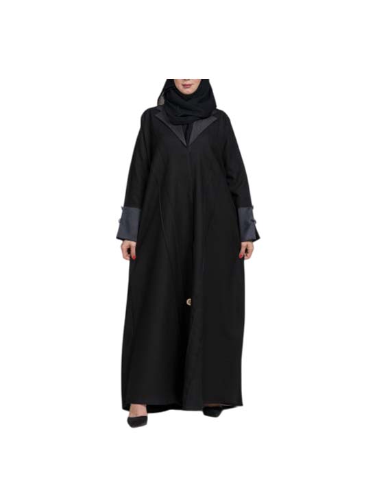Black Linen Half Cloche Abaya 454577