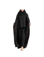 Black Linen Half Cloche Abaya With An Under Abaya Set v1
