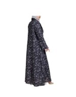 Black Linen Jacket Abaya With Wrap And Olive Taffeta Fabric v3