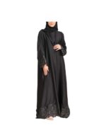 Black Shiny Silk Half Cloche Abaya At A Cost v1