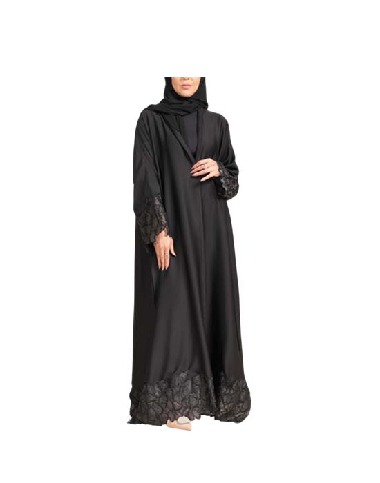 Black Shiny Silk Half Cloche Abaya At A Cost v1 Black Shiny Silk Half Cloche Abaya At A Cost v1