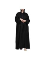 Black Wrap Abaya With Gold Stitching v25456