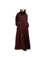 Burgundy Cloche Abaya With A Cuff In The Front v1