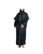 Classic Brooch Abaya In Olive Green With Embroidery v1