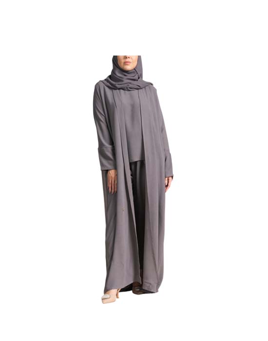 Classic CY Grey Abaya With Under Abaya Set v1